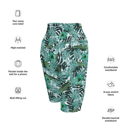 Tropical Green Biker Shorts