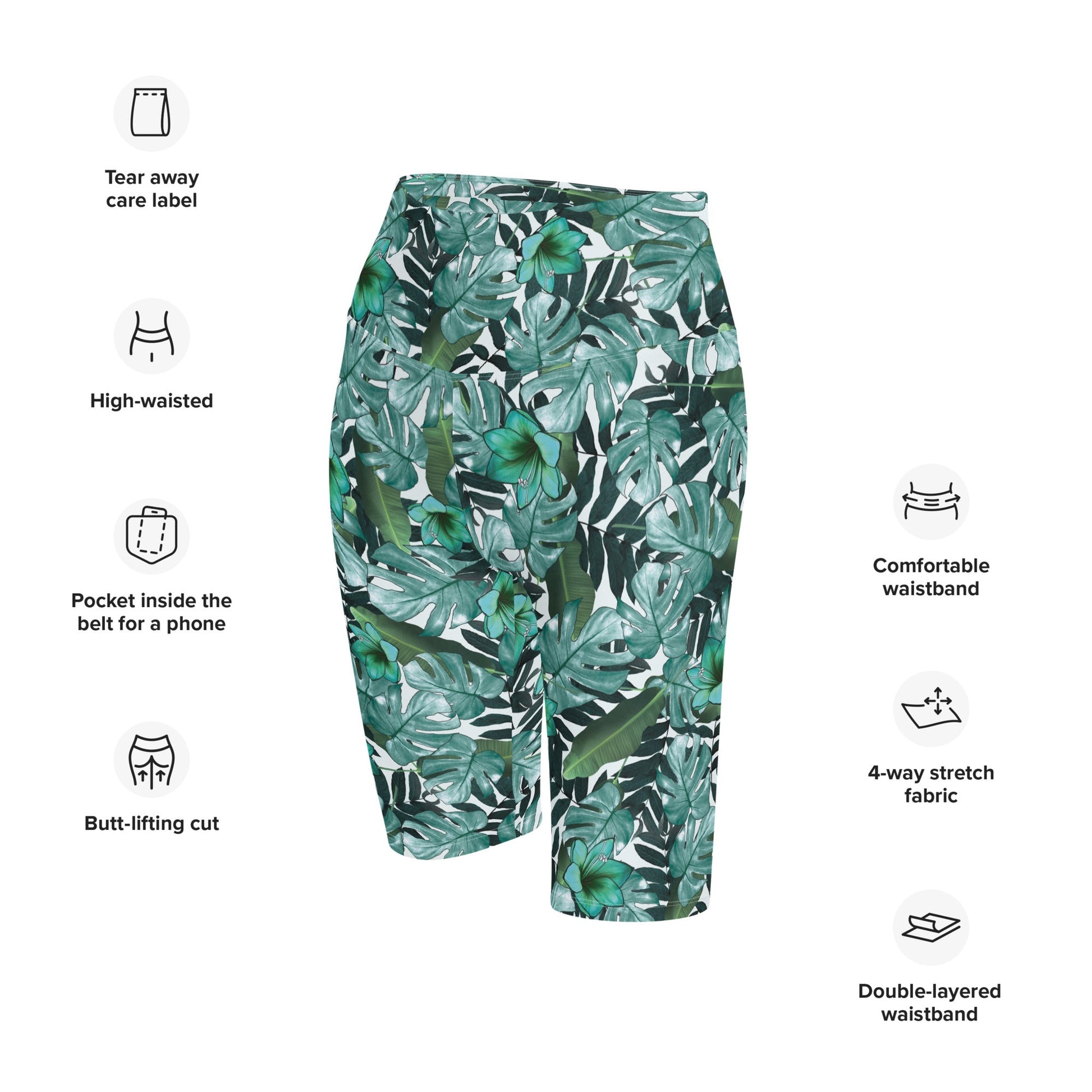 Tropical Green Biker Shorts - Mahé Threads