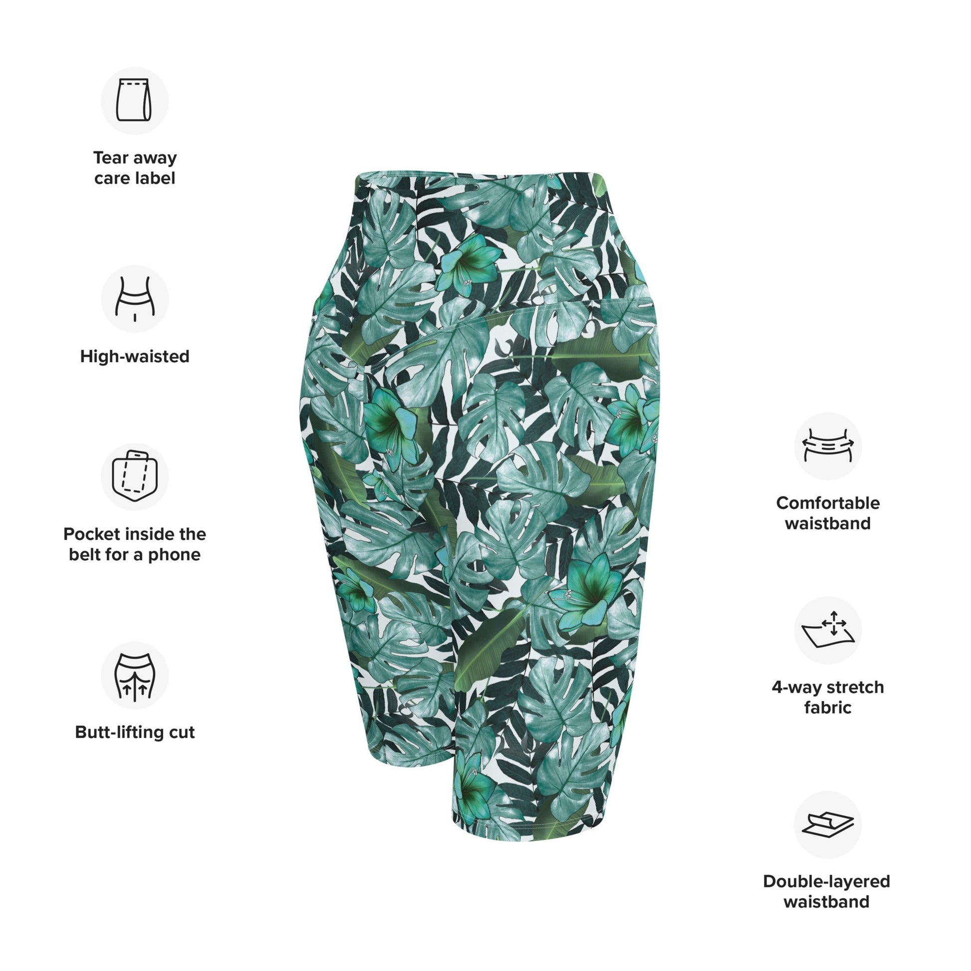 Tropical Green Biker Shorts - Mahé Threads